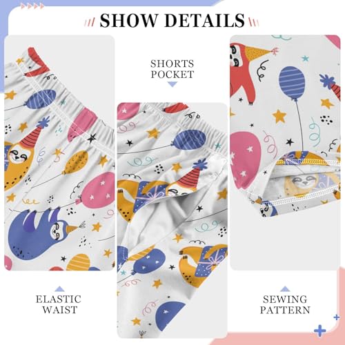 ZZXXB Happy Birthday Sloth Boys Long Pants Soft Trousers Elastic Waist Kids Lounge Bottoms with Pockets S-XL4