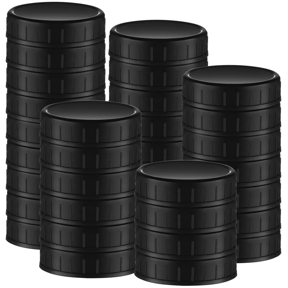 Barfeery 30 Pcs Multipurpose Jar Plastic Lids (70mm) with Rubber Seal - Perfect for Regular Mouth Canning Jars Easy Install