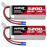 HRB 2pcs 6S 5200mAh Lipo Battery EC5 120C Soft Case 22.2V RC Lipo Battery Compatible for RC Quadcopter Airplane Car Truck 500 600 Helicopter
