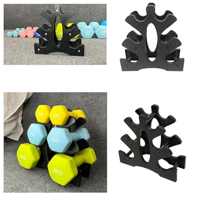 Neoprene Dumbbell Rack Hand Weights Bracket Display Storage Stand Organizer Lightweight Plastic Assemble 6 Position Holder for Hand Weight Dumbbells 1LB-15LBS Gym Fitness