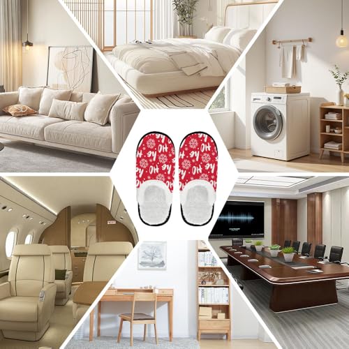 Christmas Travel Slippers for Women Men Funny Reindeer Santa Snowman Xmas Tree Snowflake Slipper Plush Warm Winter Slip on Cozy Memory Foam House Shoes Holiday Party Gifts4