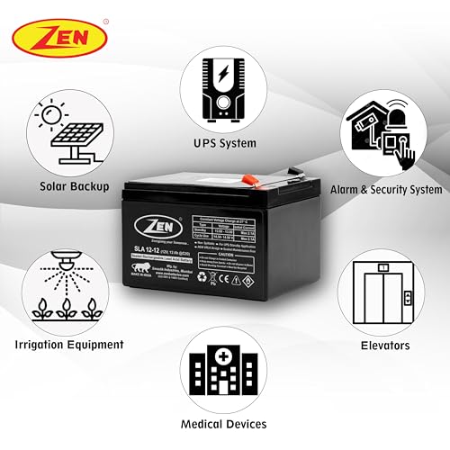 ZEN 12 Volt 12Ah SMF VRLA Rechargeable Battery | Reliable Power Solution for UPS Systems, Inverters, Solar Applications, Emergency Lighting,... - Image 4