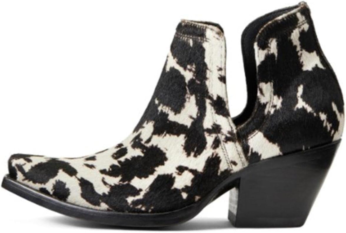 BMVY9 Womens Dixon Haircalf Western Boot Black And White Hair On 5.5 - Image 2