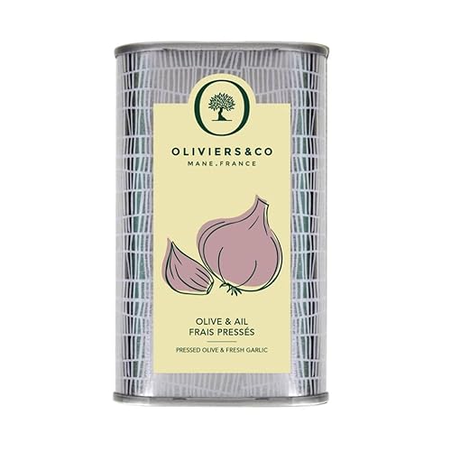 Oliviers&Co Aceite de oliva con ajo fresco  Aceite de oliva extra virgen italiano de primera calidad con ajo fresco  AOVE gourmet para cocinar,