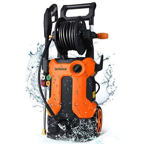 mrliance 1900PSIElectric Pressure Washer GPM Power Washer Cleaner Machine with Hose Reel, 4 Adjustable Nozzles, Telescopic Orange