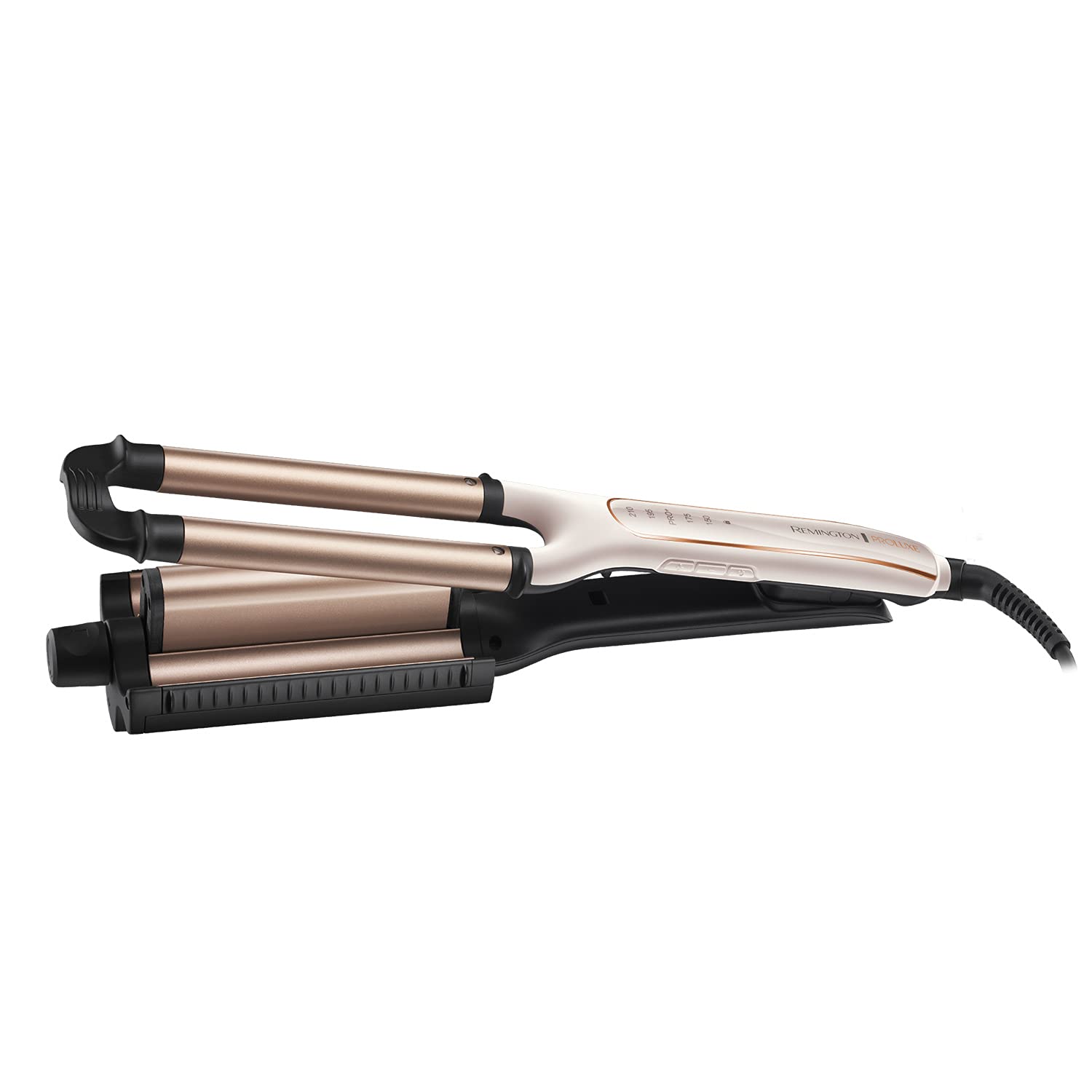 Remington PROluxe 4-in-1 Hair Waver, Creates 4 different Wavy Styles (Adjustable Barrel, OPTIheat Technology Long-Lasting Results, PRO+ 185°C Healthier Styling, 30 Second Heat Up, 150°C-210°C) CI91AW