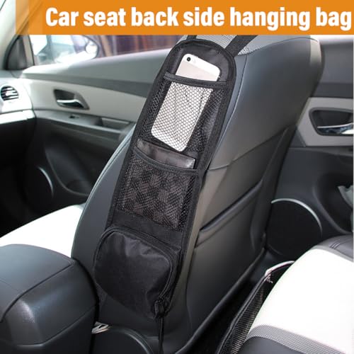 WeddHuis Multifunktionale Autositz Aufhängetasche mit Mehreren Taschen für LKW, Van, SUV, Faltbare Auto Aufbewahrungstasche, Netztaschen, Autositz-Seitenorganisator, Auto Organizer (Schwarz)