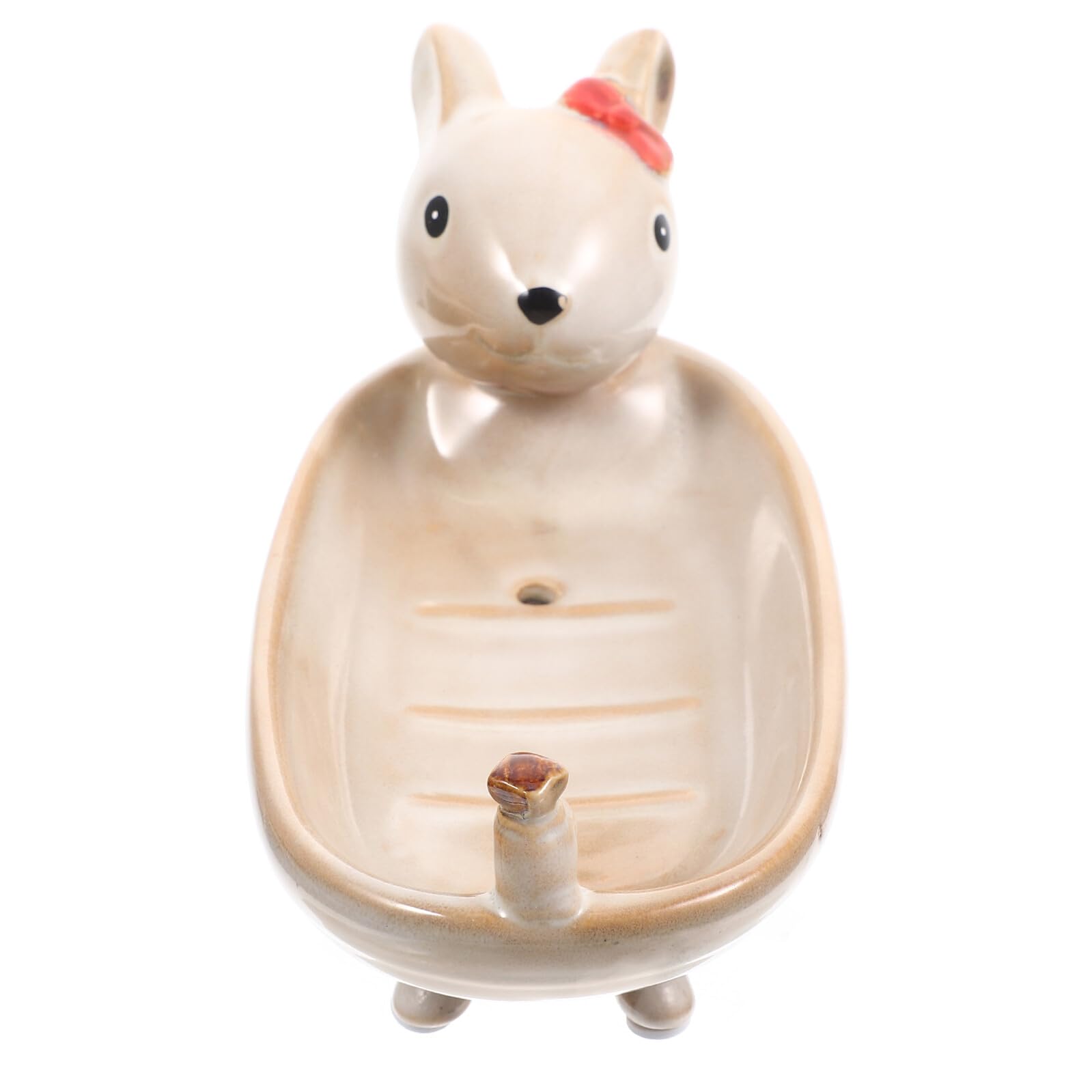 Jabonera de Doble con Diseño de Conejo Resistente al Agua y Estable Bandeja para Jabón y Soporte para Llaves para Lavabo y Baño