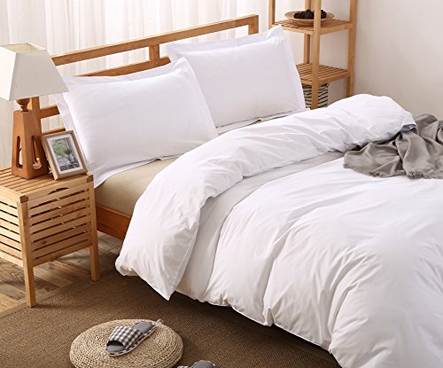 Colourful Snail 100-Percent Cotton Duvet Cover Set, Hidden Zipper Closure, Ultra Soft, Easy Care And Durable, Simple Bedding Style, King, White #TOP1