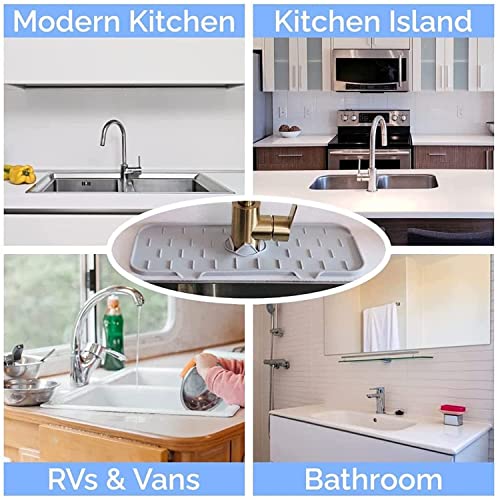 Kitchen Faucet Absorbent Mat, Sink Splash Guard, Silicone Faucet Splash Catcher Countertop Protector