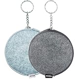 Pill Box Protective Bag Felt Coin Purse Zipper Round Pill Case Bag Men and Women (Light grey +Dark grey)