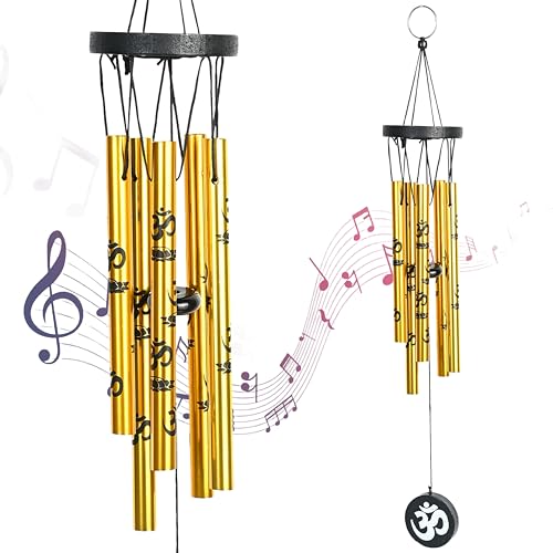 Image of ZAICUS Wind Chimes for Home Balcony Positive Energy - Wind Chime with Om Symbol - Hanging Decorative Items for Balcony - Wind Chimes Feng Shui (5-Pipe)