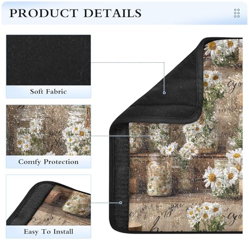 Image of 2 Pack Seatbelt Covers Seat Belt Cover Pad for Adults Boys Girls Car Seat Strap Covers Pads Cushion Universal Shoulder Strap Pad Protector for Backpack Camera Bag 6.5 Inch Vintage Daisy Glass Jars