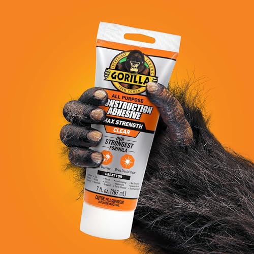 Gorilla Max Strength Construction Adhesive, Clear Glue, 7 Ounce Squeeze Tube (Pack of 1) - Gap Filling and Waterproof - Image 3