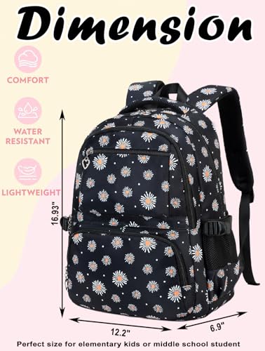 Joyfulife 2Pcs Daisy Backpack with Lunch Box Kids Backpack for Girls School Bags for Elementary Primary Middle School Students - image 2