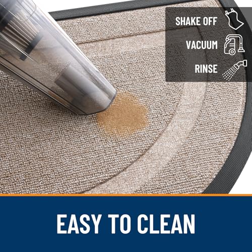 Image of OLANLY Half Circle Door Mat Indoor Outdoor Entrance Welcome, Waterproof All-Season, All-Weather Doormat, Sturdy Natural Rubber, Low Profile, Easy Clean Patio Porch Entryway Mat, 59x34, Camel