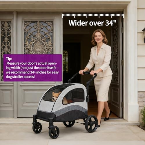 Up to 88lbs Large Dog Stroller with Shock Absorbing Wheels, Heavy Duty Foldable Pet Carriage for Travel, Removable Washable Pad & Storage Bag by Garvee - Used condition - Image 8