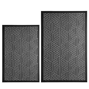 Yimobra Durable Front Entrance Door Mat, Heavy Duty Outdoor Indoor Doormat Entryway Floor Mat, Non Slip Rubber Backing, Easy Clean Shoe Scraper, Waterproof, Patio, Lawn, 29.5×17+36×24 Inch, Gray