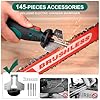 HYCHIKA Cordless Rotary Tool 8V 2.0Ah Larger Battery, 5-Speed 30000RPM Max,145Pcs Accessories Kit Chainsaw Sharpener and LED Work Light, for Detail Sanding Polishing Cutting Drilling DIY Engraving