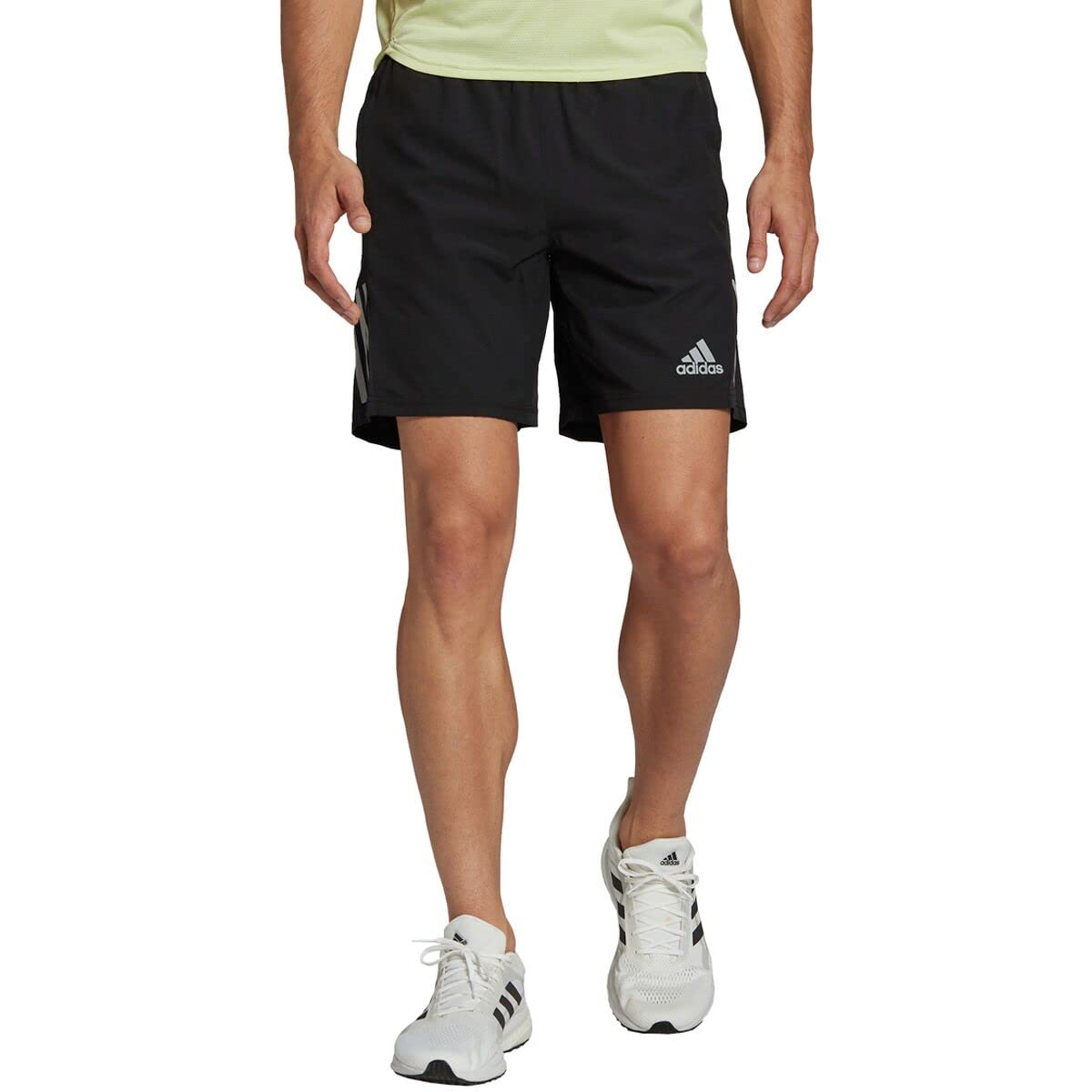 adidas Mens Standard Own The Run Shorts Black Reflective Silver Medium