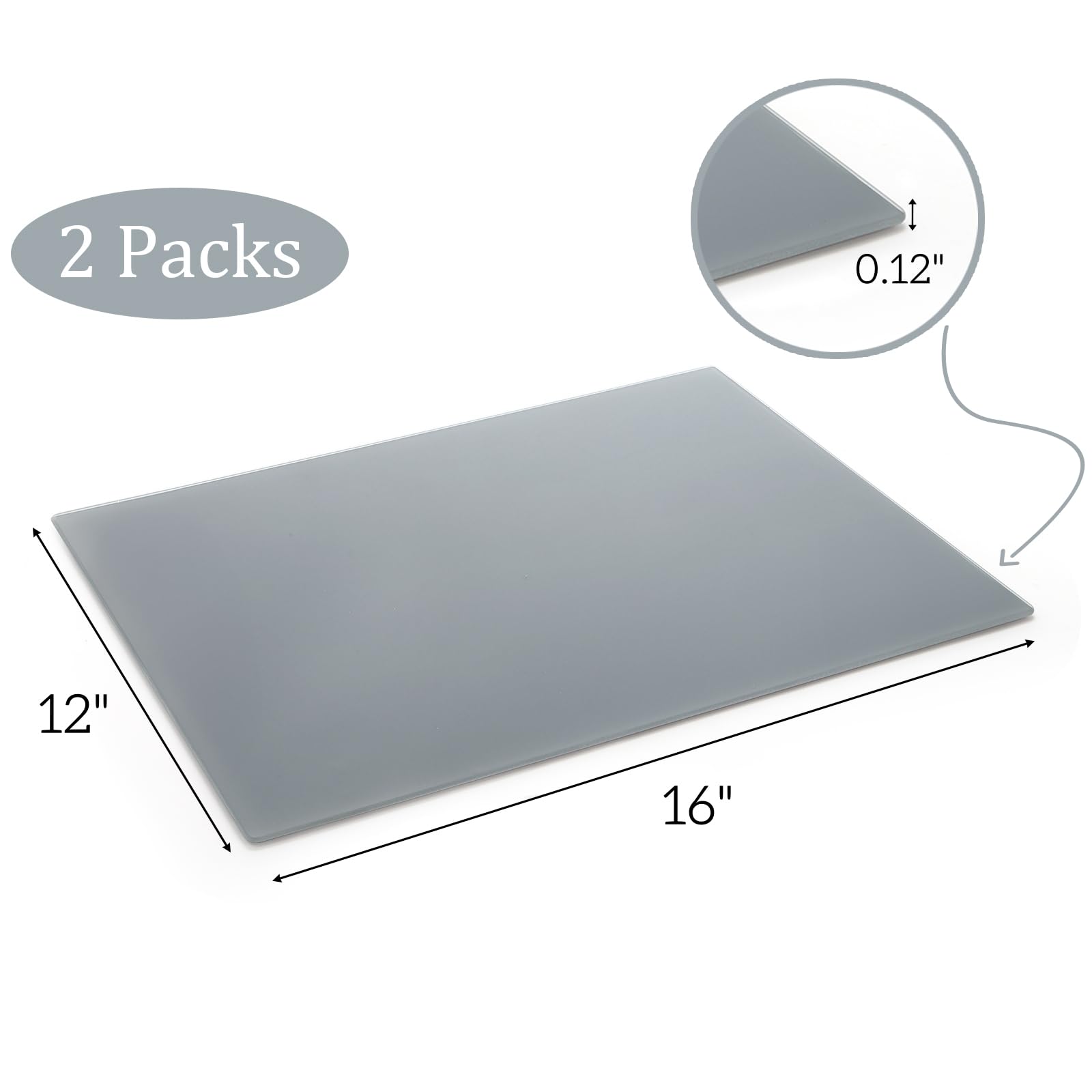 Lot de 2 palettes de peinture en verre trempé gris neutre, 30,5 x 40,6 cm, résistantes aux rayures, facile à nettoyer, pour huile, acrylique, aquarelle, gouache, loisirs créatifs