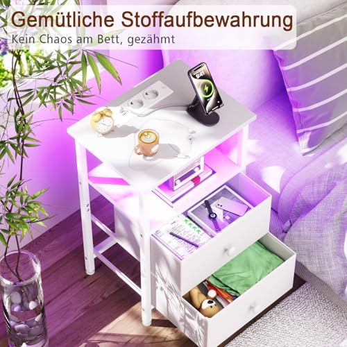 AMHANCIBLE Nachttisch, Beistelltisch mit Ladestation und LED-Leuchten – Ansicht 6