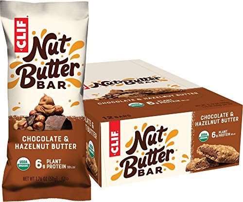 Clif Nut Butter Bar - Organic Snack Bars - Chocolate Hazelnut Butter - Organic - Plant Protein - Non-GMO  (1.76 Ounce Protein Snack Bars, 12 Count)