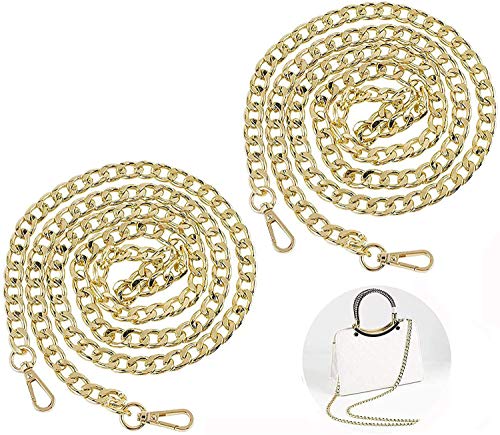 Searea 55\" Iron Flat Chain Strap - Handbags Accessories Replacement Chains for Wallet Purse Straps Shoulder Straps, with 2 Metal Buckles (Gold)