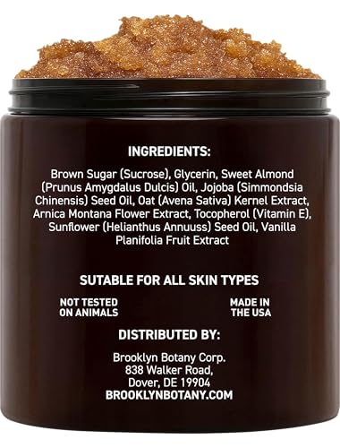 Image of Brooklyn Botany Brown Sugar Body Scrub - Moisturizing and Exfoliating Body, Face, Hand, Foot Scrub - Fights Acne, Fine Lines & Wrinkles, Great Gifts For Women & Men - 10 oz