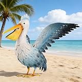 Ratuor Metal Pelican Garden Statue Outdoor Decor, Metal Yard Art Decoration Coastal Bird Garden Decor Lawn Ornament for Porch Patio