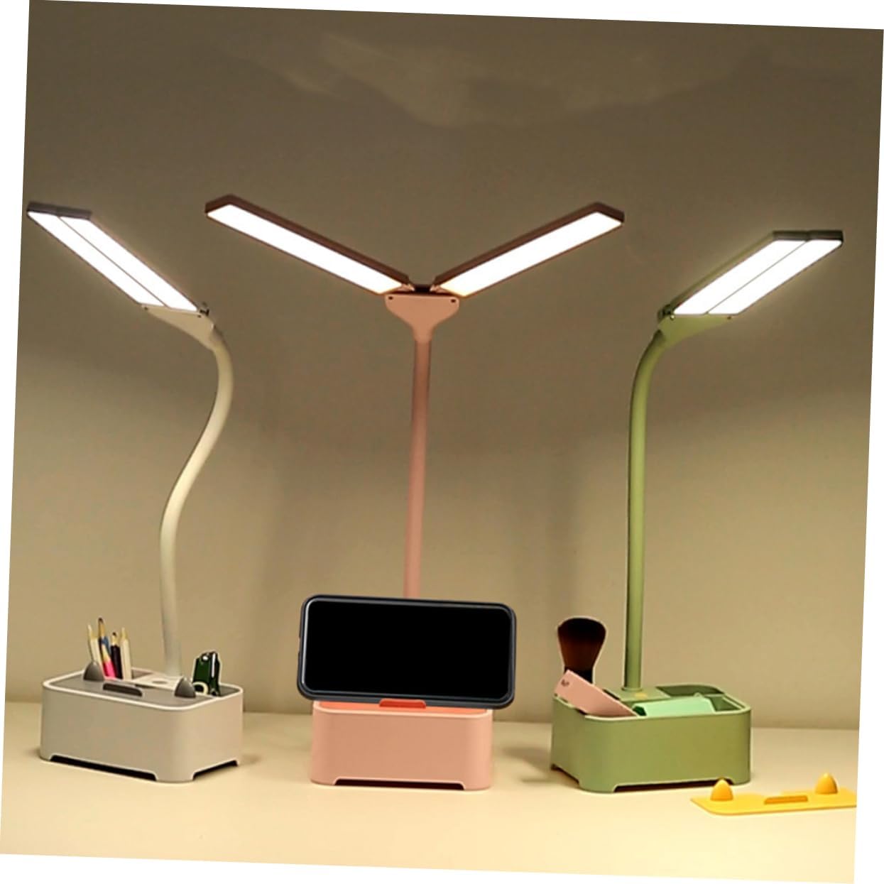 Homoyoyo Dual-Head Table Lamp Material Eye Protection Reading Lamp Desk Light USB for Study and Work