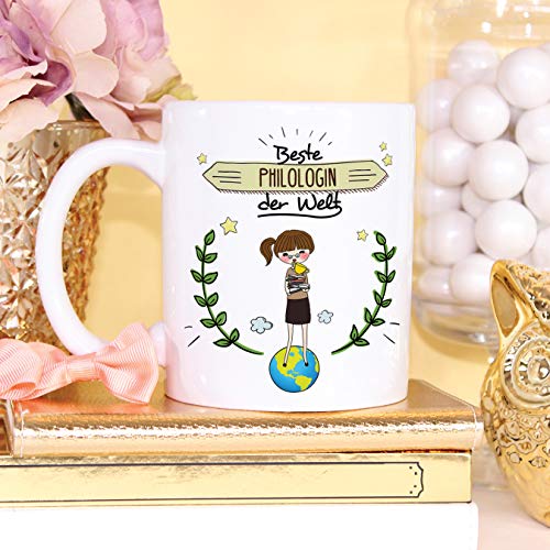 MUGFFINS (Taza en alemán) Taza del filólogo/regalo de la taza Taza de café hermosa y divertida - el filólogo más grande… - Imagen 7
