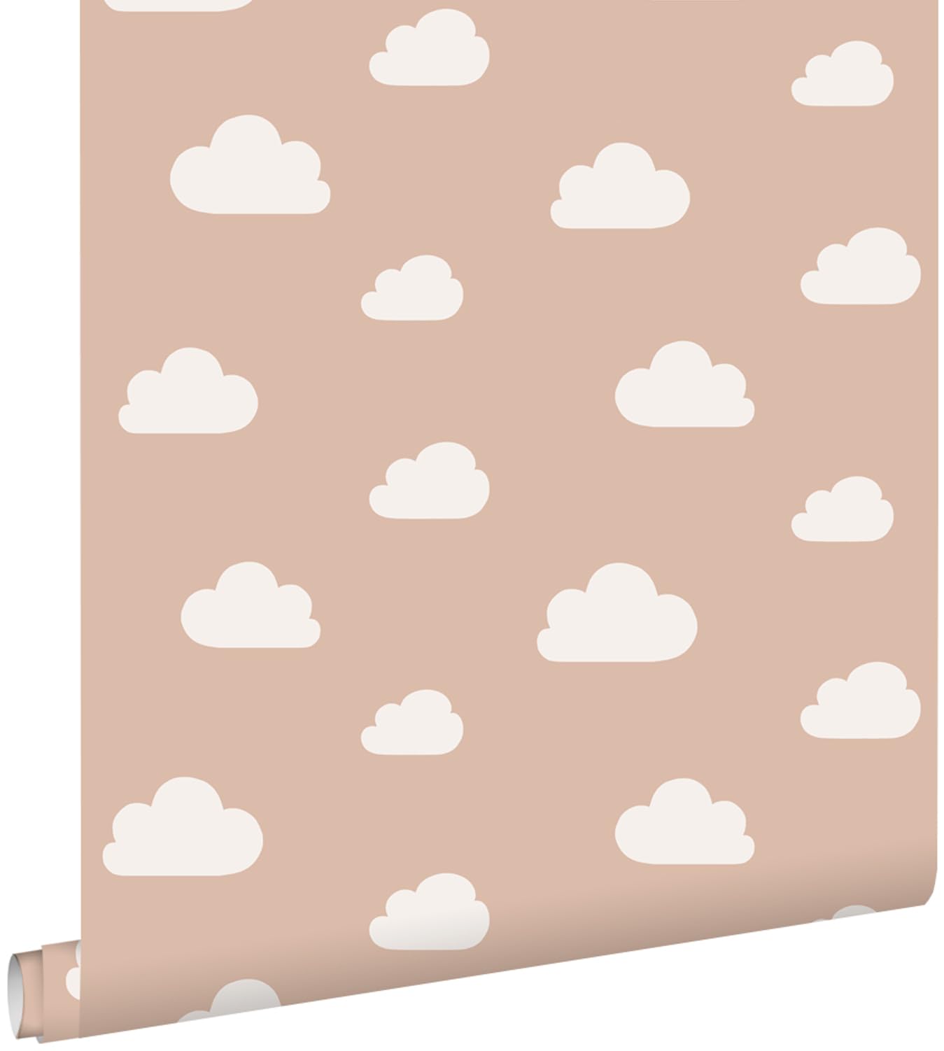 papier peint petits nuages rose terracotta 53 cm x 10.05 m - ESTAhome