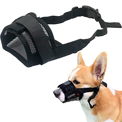 Respirant Nylon Museliere, Muselière en Nylon Réglable, Confortable Muselière pour Chiens, Muselière Maillée pour Chiens Nylon, Museliere Anti Aboiement Anti-Morsure (s)