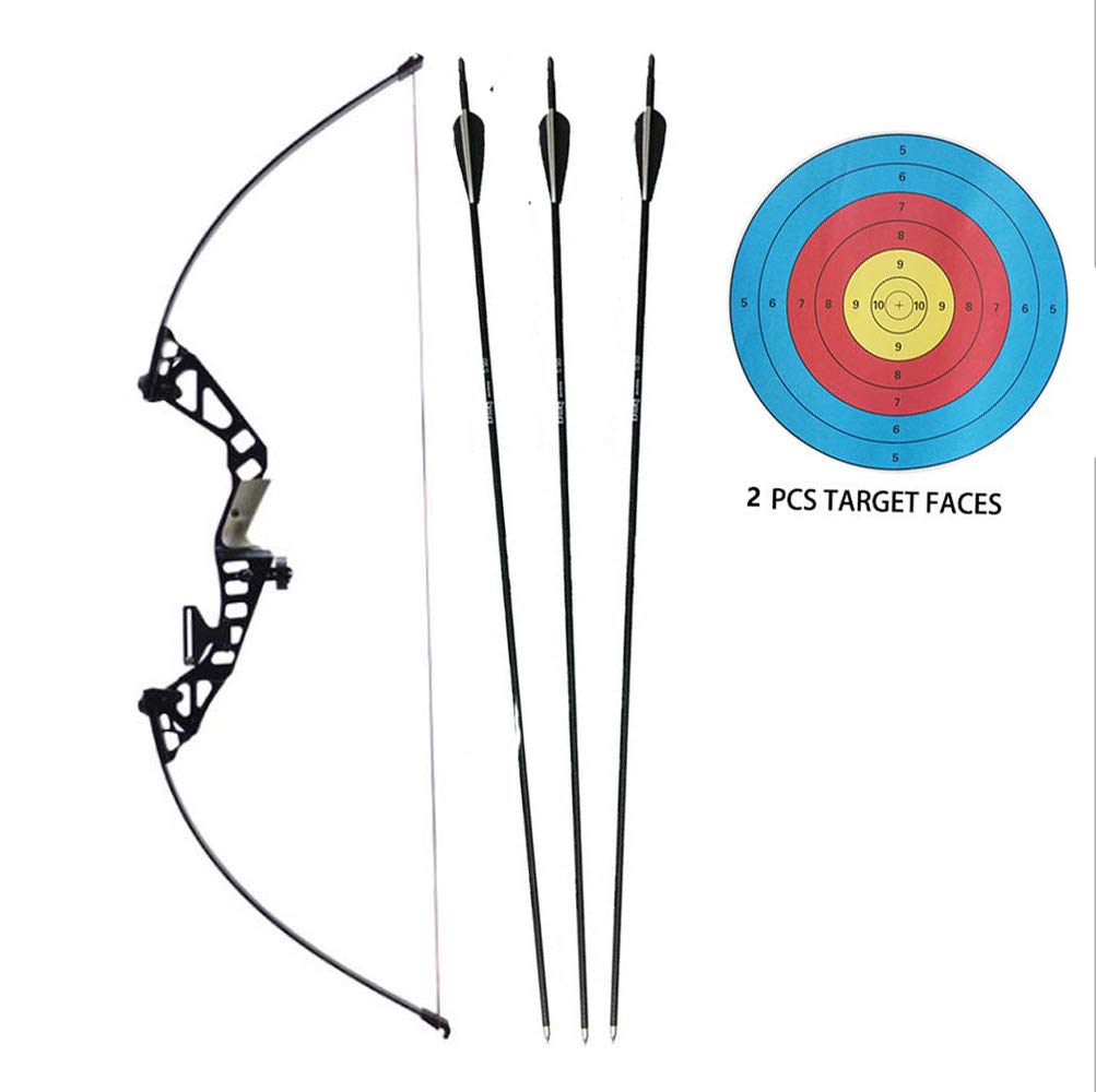 Adjustable Recurve Bows Archery Takedown Recurve Bow and Arrow Set Hunting Long Bow Kit for Outdoor Shooting Training(25LB-50LB,3 Arrows,2 Target Faces)