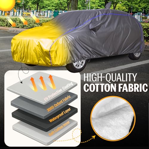 Image of Autofact 210D SuperDuper Waterproof Car Cover for Maruti Swift Dzire (2017 to 2024) | Mirror & Antenna Pockets, UV & Heat Resistant, Windproof, Scratchproof & Dustproof, Grey Color