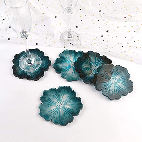 Image of SNOOGG Pack of 2 Flower-Shaped Silicone Molds for Epoxy Resin Art, DIY Casting, Making Coasters, Home Decoration, Cup Mats, and Customized Craft Projects