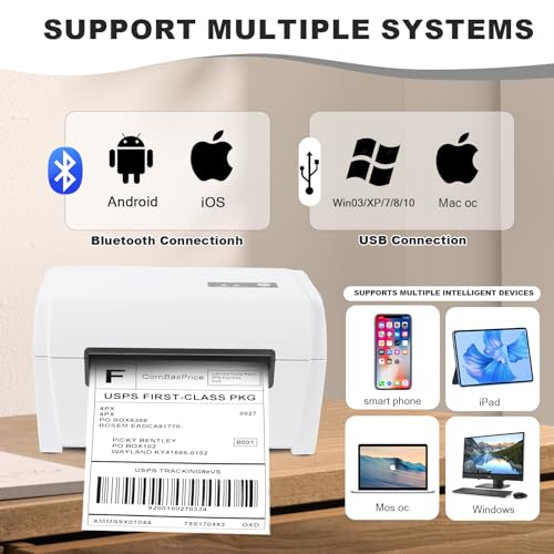 Image of NUCOUN Bluetooth Shipping Label Printer, Thermal Printers 4x6 for Small Business, Label Maker for Ebay, Amazon, Shopify, Etsy, USPS,UPS