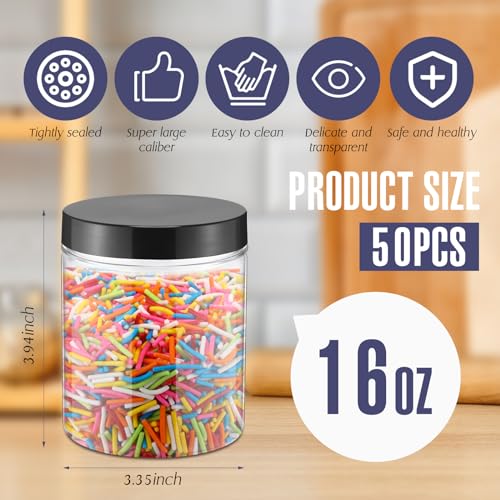 Mifoci 50 Pcs 16 oz Plastic Jars with Lids, Clear PET Food Storage by Mifoci - Used condition - Image 2