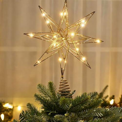 Weihnachtsbaumspitze, Christbaumspitze, 20 LED Baumspitze Weihnachten,...