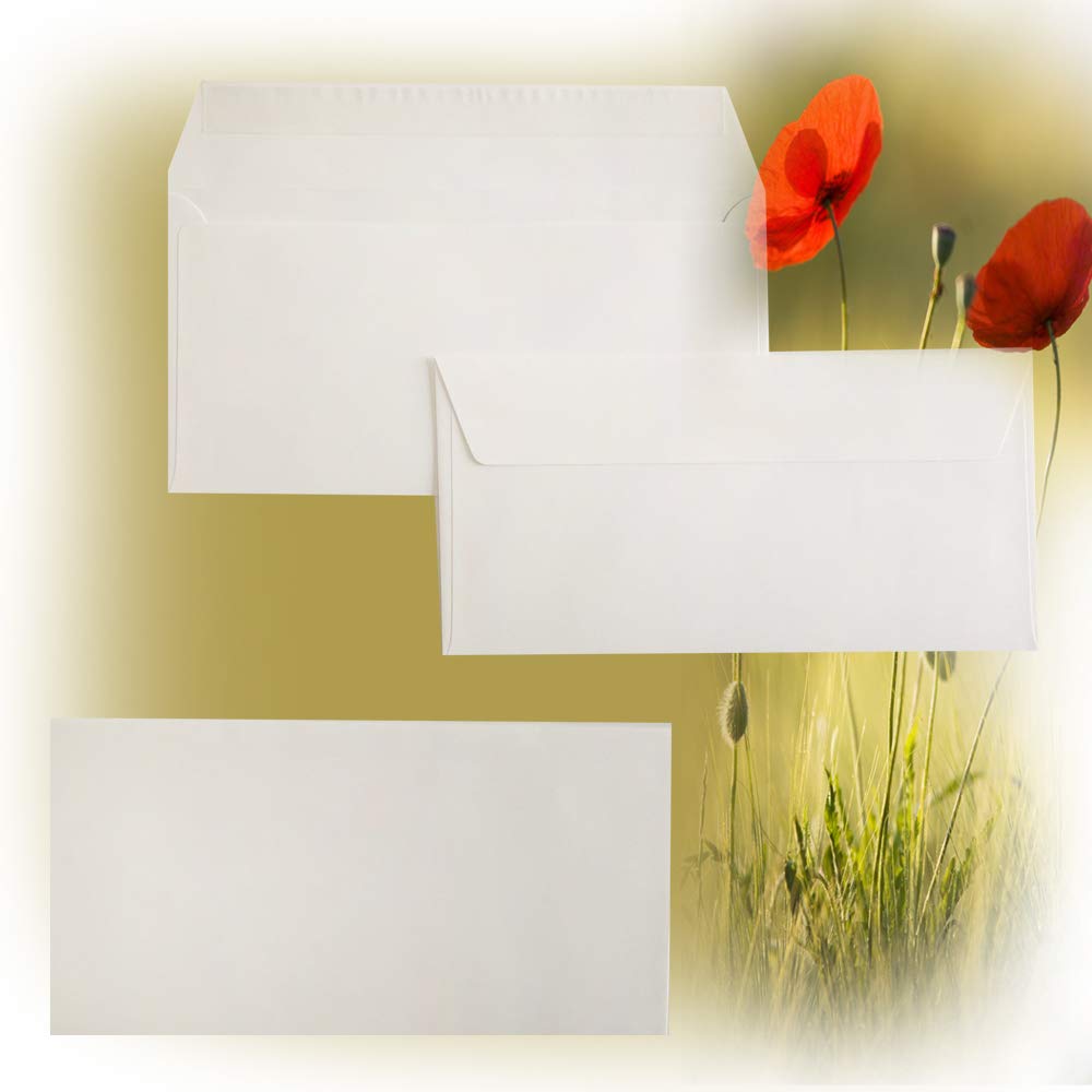 Enveloppes format DIN long, 110 x 220 mm, 120 g, rabat droit avec patte autocollante, idéales pour anniversaire, mariage, invitations, cartes de vœux, Noël 150 x 50 Ivoire