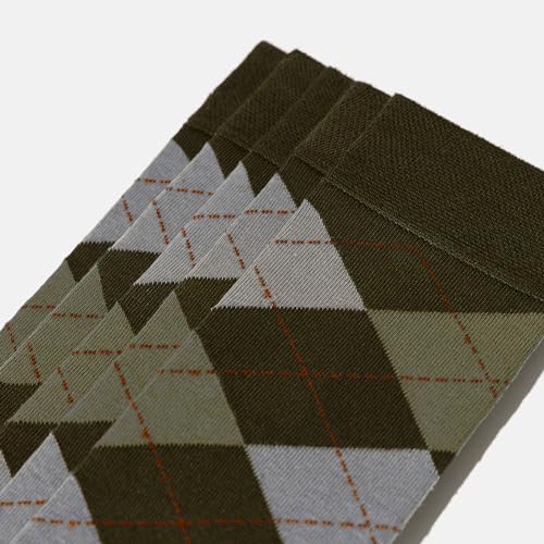 VRD Bamboo Mens Dress Socks for Men, 1-Pack, Green, Khaki, Olive Crew Length Mid-Calf Socks, Mens Shoe Size 8-13 5