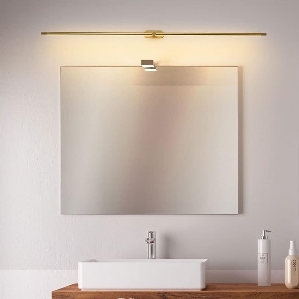 Aplique de pared LED lineal minimalista sobre espejo del baño