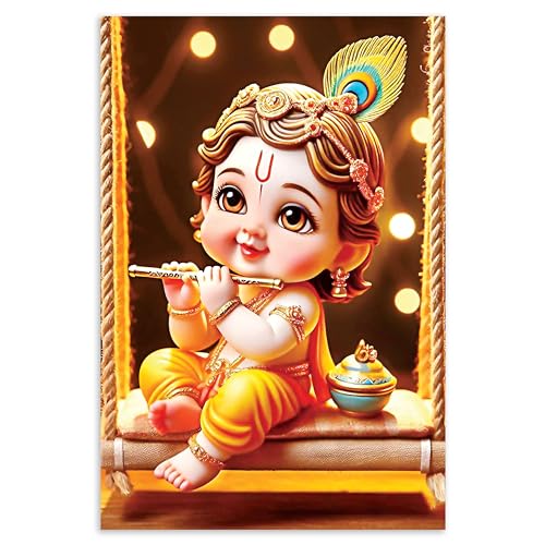 Image of Twinster Bal krishna Posters Photo for Pregnant Women, Baby Poster Self Adhesive (Size 45 cm by 30 cm) Pack of 1 (Design 22)