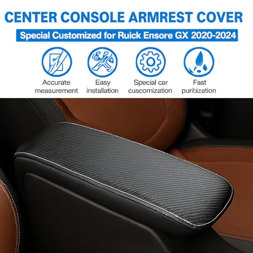 Image of Autorder Center Console Cover for 2020 2021 2022 2023 2024 Buick Encore GX Accessories Armrest Cover Anti-Scratch Middle Console Pad Leather Armrest Protector