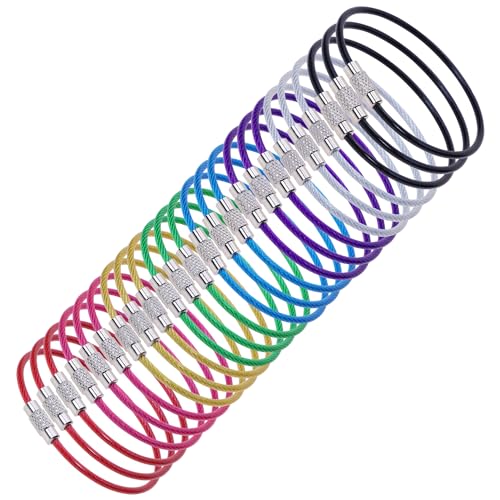 Mini Skater 24 PCS 6INCH Assorted Colored Durability Stainless Steel Wire key chain key ring Cable Ring (Colored)