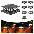 VOLISUN Solar Post Cap Lights,8Pack Outdoor Fence Post Cap Lights,Vinyl Fence Post Solar Lights White/Black Solar Powered Deck Post Lights for Dock Waterproof 2 Color Modes,4x4/6x6 Wooden/Vinyl Posts