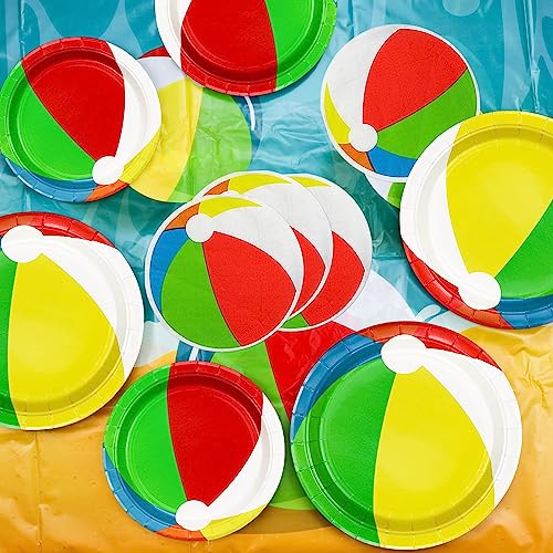 Ptecdrots Beach Party Decorations - 81 Pcs Pool Party Supplies Includes Beach Ball Plates thumb #4