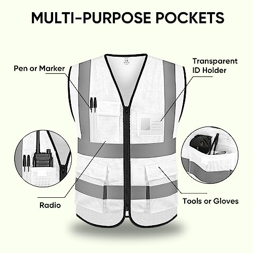 image for TICONN Reflective Safety Vest High Visibility Class II Mesh Vest for W