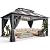 YITAHOME 10x12FT Hard-Top Gazebo Double Roof Canopy Outdoor with Netting and Shaded Curtains, Aluminum Frame Polycarbonate Hardtop Garden Tent for Patio, Backyard, Deck and Lawns, Gray